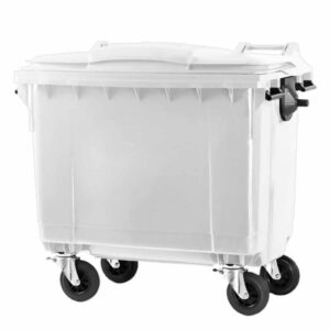 container movel para residuos com munhoes e dreno tampa lisa 660L branco